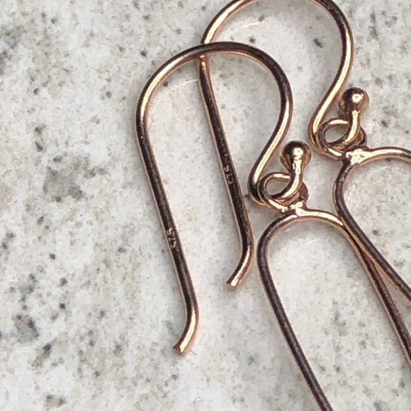 925 Sterling Silver Rose Gold Oval Dangle Earrings - Picture 6 of 16